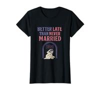 Humor de Boda Vintage Mejor Tarde Que Nunca Casado Camiseta