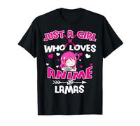 Humor De Chica Kawaii Anime Y Llama Corazones Pastel Camiseta