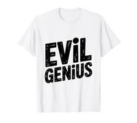 Humor de Mente Maestra del Genio Malvado para Personas Inteligentes Camiseta gráfica económica, Hombre, Blanco, S