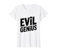 Humor de Mente Maestra del Genio Malvado para Personas Inteligentes Camiseta gráfica económica, Mujer, Blanco, XL
