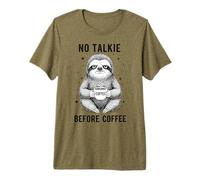 Humor de Perezoso soñoliento No Talkie Antes del Café Camiseta Premium