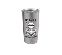 Humor de perezoso soñoliento No Talkie Antes del Café Vaso térmico de acero inoxidable de doble pared