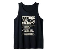 Humor de tatuaje basura Sarcasmo Anti Juicio Cita Tinta Cultura Camiseta sin Mangas