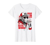 Humor Divertido, «Ánimo, Que Esto va a Peor», Sarcasmo Camiseta gráfica económica, Mujer, Blanco, M