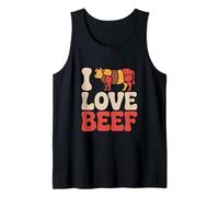 Humor Divertido de Animales de Granja I Love Beef Camiseta sin Mangas