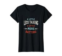 Humor Divertido de bateador de críquet Un Poco Menos Hablando, Camiseta gráfica económica, Mujer, Negro, XS