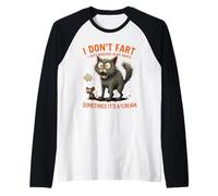 Humor Divertido de Gato con Texto en inglés I Don't Fart I Just Whisper in My Pants Camiseta Manga Raglan