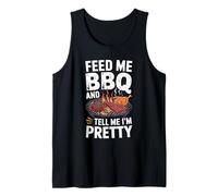 Humor Divertido de la Parrilla de la Barbacoa aliméntame Barbacoa y Dime Que Soy Bonita Camiseta sin Mangas