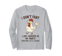 Humor Divertido de Pollo con Texto en inglés I Don't Fart I Just Whisper in My Pants Manga Larga