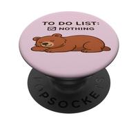 Humor Divertido del Oso Durmiente Lista de Cosas Que Hacer Nada PopSockets PopGrip Adhesivo
