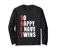 Humor divertido para padres con texto en inglés So Happy I Have Twins Manga Larga