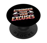 Humor Divertido TXT más Fuerte Que Tus Excusas Entrenamientos Amor Gimnasio PopSockets PopGrip Adhesivo