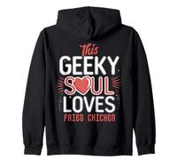 Humor friek Divertido Amante del Pollo Frito Nerd Food Obsesión Sudadera con Capucha