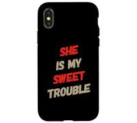 Humor Gracioso Texto Gente Divertida Funny She Is My Sweet Trouble Carcasa para iPhone X/XS