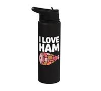 Humor gráfico de comida I Love Ham Stainless Steel Insulated Water Bottle