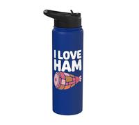 Humor gráfico de comida I Love Ham Stainless Steel Insulated Water Bottle
