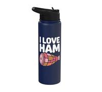 Humor gráfico de comida I Love Ham Stainless Steel Insulated Water Bottle