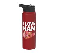 Humor gráfico de comida I Love Ham Stainless Steel Insulated Water Bottle