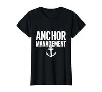 Humor náutico de gestión de Anclas para entusiastas de los Marineros Camiseta gráfica económica, Mujer, Negro, XS