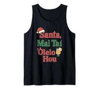 Humor navideño Hawaiano Santa MAI Tai Fun Fun Vibes de Camiseta sin Mangas