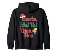 Humor navideño Hawaiano Santa MAI Tai Fun Fun Vibes de Sudadera con Capucha