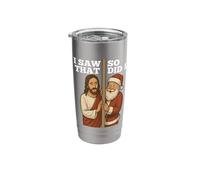 Humor navideño Jesús y Santa "Vi eso, yo también" Vaso térmico de acero inoxidable de doble pared