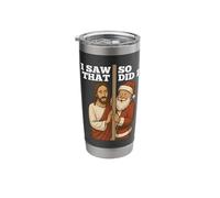 Humor navideño Jesús y Santa "Vi eso, yo también" Vaso térmico de acero inoxidable de doble pared