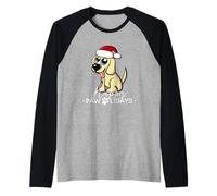 Humor navideño para Perros Golden Retriever de Happy Pawlidays Camiseta Manga Raglan