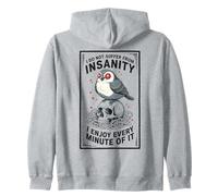 Humor Negro Locura Frase Sarcástica Pájaro Calavera Sudadera con Capucha