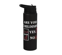 Humor ofensivo ¿Eres infantil? Sí o No Lema divertido Stainless Steel Insulated Water Bottle