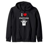 Humor Protein Bodybuilding Sport Amour i Love Proteins Sudadera con Capucha