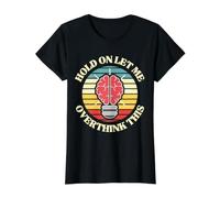 Humor sarcástico Espera Déjame Pensar Demasiado en Esto Divertido Camiseta gráfica económica, Mujer, Negro, XS