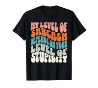 Humor sarcástico Mi Nivel de Sarcasmo Divertido Día del Padre Papá Camiseta gráfica económica, Hombre, Negro, M