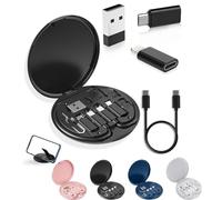 Humorous 9 in 1 Cable Case, 9 in 1 Cable Case, USB Adapter Multicharging Cable Case, Multi-Functional Compact Cable Card, 60w Fast Charge USB Type-C Micro Cable (Black)