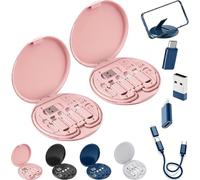 Humorous 9 in 1 Cable Case, 9 in 1 Cable Case, USB Adapter Multicharging Cable Case, Multi-Functional Compact Cable Card, 60w Fast Charge USB Type-C Micro Cable (2PCS-C)