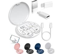 Humorous 9 in 1 Cable Case, 9 in 1 Cable Case, USB Adapter Multicharging Cable Case, Multi-Functional Compact Cable Card, 60w Fast Charge USB Type-C Micro Cable (White)