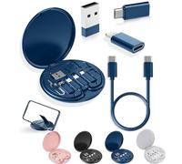 Humorous 9 in 1 Cable Case, 9 in 1 Cable Case, USB Adapter Multicharging Cable Case, Multi-Functional Compact Cable Card, 60w Fast Charge USB Type-C Micro Cable (Blue)