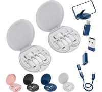 Humorous 9 in 1 Cable Case, 9 in 1 Cable Case, USB Adapter Multicharging Cable Case, Multi-Functional Compact Cable Card, 60w Fast Charge USB Type-C Micro Cable (2PCS-D)