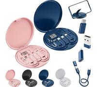 Humorous 9 in 1 Cable Case, 9 in 1 Cable Case, USB Adapter Multicharging Cable Case, Multi-Functional Compact Cable Card, 60w Fast Charge USB Type-C Micro Cable (2PCS-E)