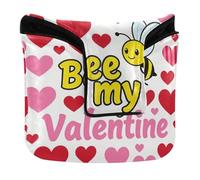 Humorous Bee My Valentine - Funda magnética para cabeza de putter de golf para mazo, cuadrado, impermeable, piel sintética