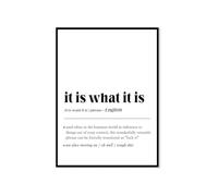 Humorous It Is What It Is Definition Poster Office Wall-Art Decor for Remote Worker Gift for Boss Friend Coworker Team(Framed,12x18inch(30x45cm))