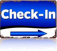 Humorous Welcome Arrow Sign Check In Aluminum Metal for Hotel Office Decor 8 X 12 in