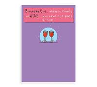 Humour - Tarjeta de cumpleaños divertida para vino, Postal Tarjeta Felicitacion (1 copa o 2 unidades, 17,8 x 12,7 cm), diseño de edición regal