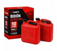 Humpti Garrafa Gasolina 10L Homologada Pack de 2 - Bidón Combustible Plástico con Visor de Nivel - Bidones para Gasolina y Gasoil Homologados 20 Litros