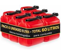 Humpti Garrafa Gasolina 10L Homologada Pack de 6 - Bidón Combustible Plástico con Visor de Nivel - Bidones para Gasolina y Gasoil Homologados 60 Litros