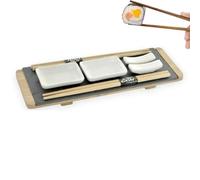 Humpti - Vajilla Japonesa para Sushi de Bambú y Pizarra, Pack Japonés para 2 Personas, Incluye Palillos Japoneses de Bambú con Soporte, Platos y una Bandeja, Regalo Original y Elegante