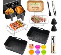 HUMTEOXI Accesorios Freidora de Aire, Accesorios para Airfryer compatibles con Ninja Foodi AF400EU AF300EU de 7,6L-9,5L y otras freidoras de aire de zona dual, libres de BPA, Ninja Dual Zone Air Fryer