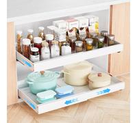 HUMTEOXI Cajones Extraíbles para Cocina-1 Pieza, Cajones Deslizantes para Cocina, Organizador Extraíble para Armario de Cocina, Sin Necesidad de Perforar ni Clavar (Blanco)