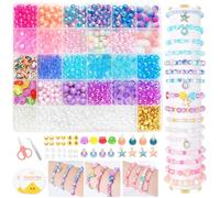 HUMTEOXI Kit Pulseras para Hacer Niña, Abalorios Hacer Pulseras con Colgante de Estrella de Mar y Concha, DIY Manualidad Fabricación para Niñas