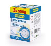 HUMYDRY - Pack 3 Recambios Antihumedad de 500g para Deshumidificadores Humydry a Partir de 450g - Espacios de hasta 15m2 - Absorben la Humedad y Elimina Olores - Neutra, Lavanda o Manzana